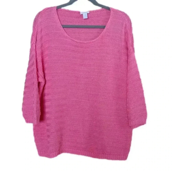Chico's salmon-pink ribbed sweater size 3 - Picture 1 of 4